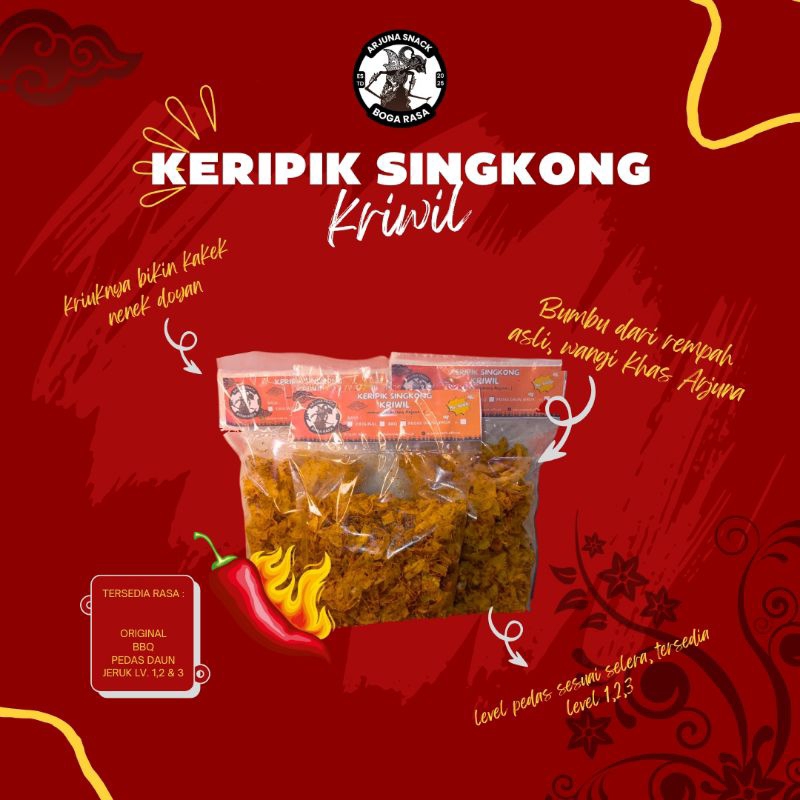

Kripik Singkong Kriwil wangi rempah dan daun jeruk, uk. 250 g/500 g/1 KG