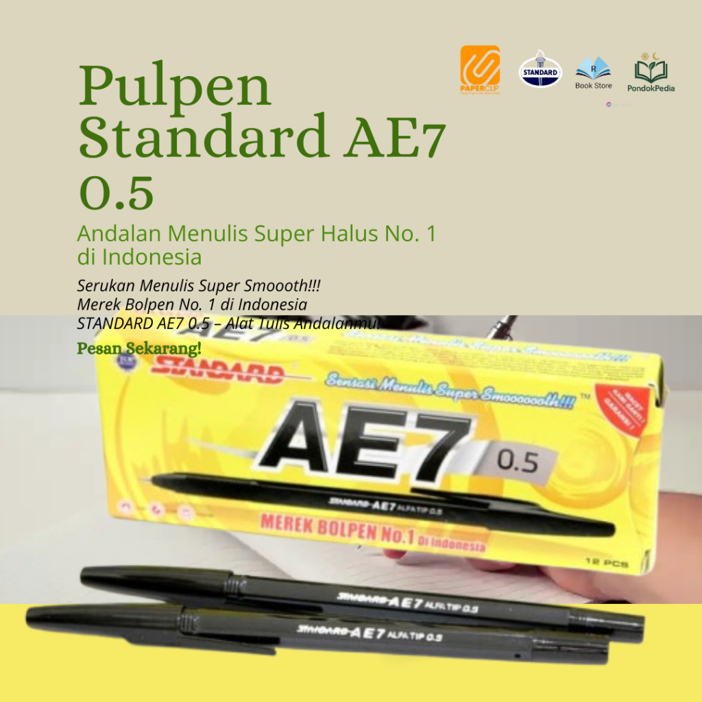 

Pulpen Standard AE7 0.5 – Super Halus, Andalan Menulismu!