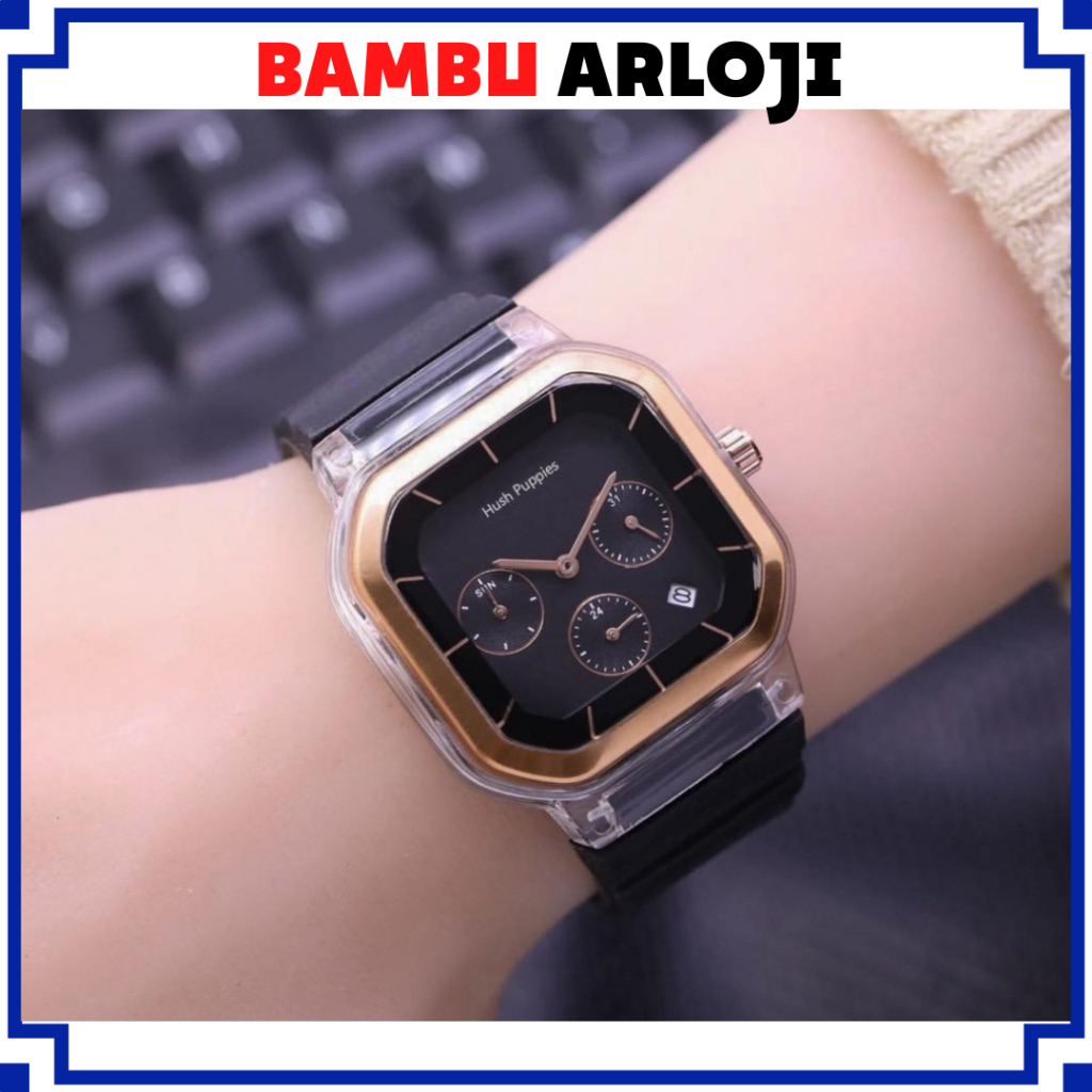 ORIGINAL BAJ JAM TANGAN WANITA PRIA HUSH PUPPIES 2811 9311 RUBBER SEGI CRONO DETIK TANGGAL AKTIF