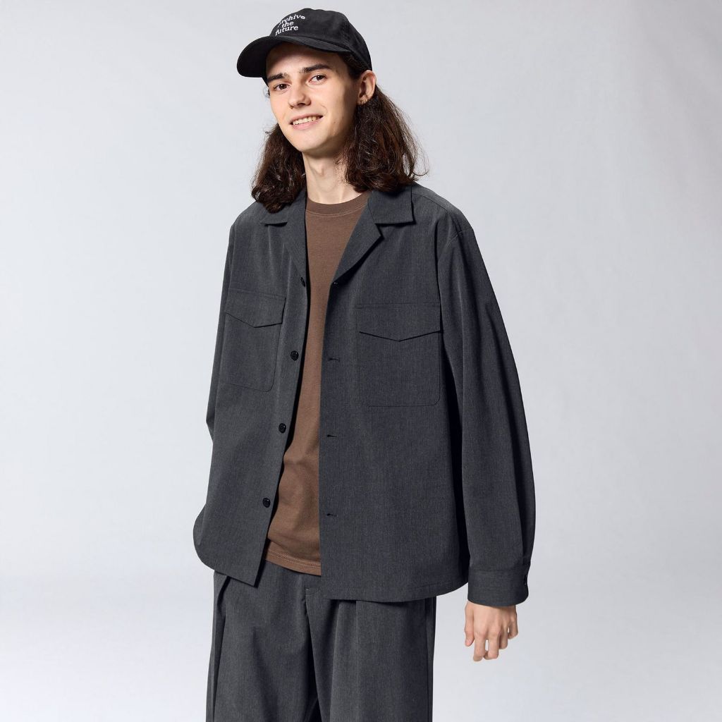 GU Global Uniqlo Double Pocket Open Collar Shirt