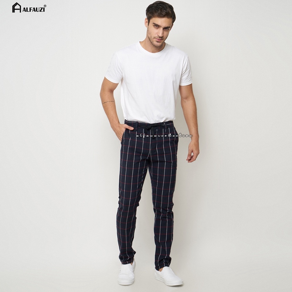 Ready Celana Tartan Pria Slim Fit Pants Tartan Cowok terbaru