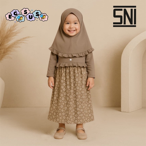 (EGSUS) Gamis Hijab Bayi Az-Zahra Spandek Kancing Motif Bunga New Born Baru Lahir 0-18 Bulan Milo