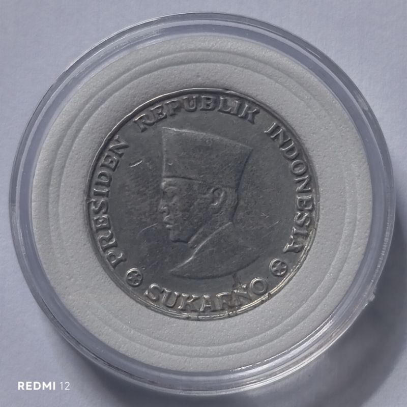 uang koin 5 sen sukarno tahun 1962 bekas asli bonus kapsul koin