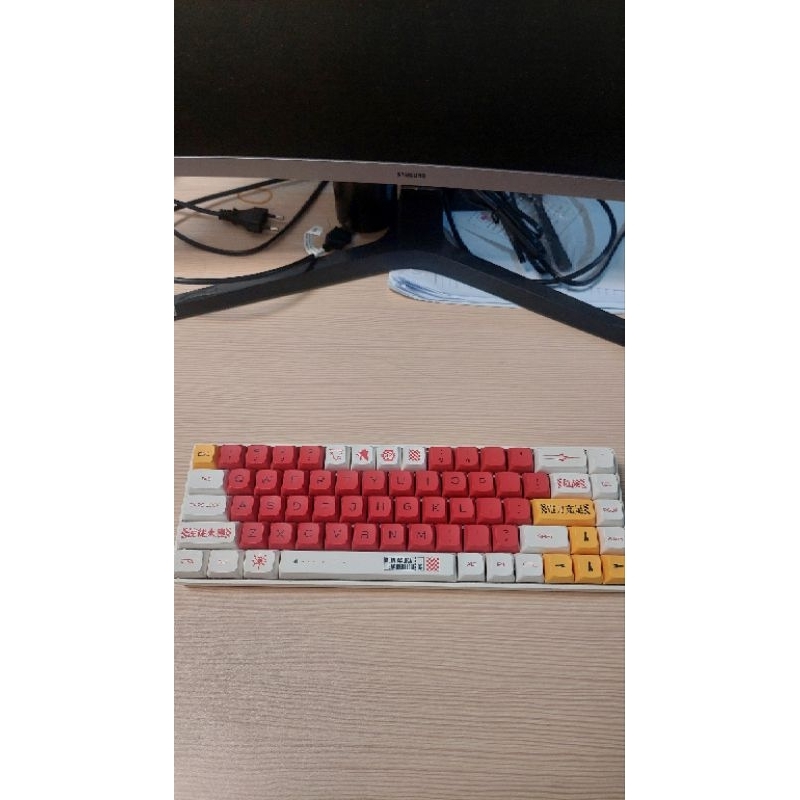 Custom build keyboard ciy tester switch tecsee purple panda keycaps evangelion