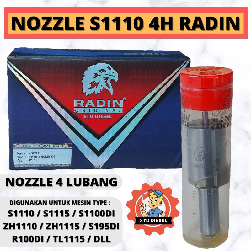 NOZZLE MERK RADIN S1110 S1115 NOSEL PENYEMPROT SOLAR  ISI INJECTOR 4 HOLE 4 LUBANG NOZZLE 20 23 24 H