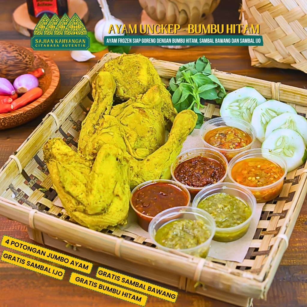 

Ayam Ungkep Bumbu Hitam - Sajian Kahyangan : Ayam Frozen Bumbu Hitam, Sambal Bawang dan Sambal Ijo