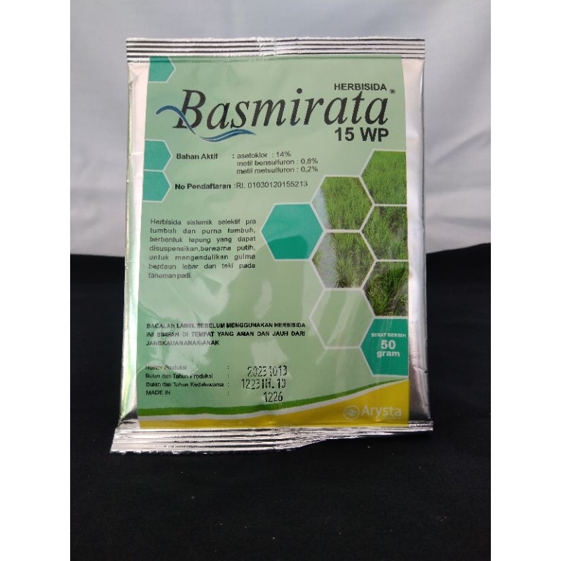 Herbisida Basmirata 15 WP 50 Gram – Obat Gulma Padi Pra Tumbuh & Pasca Tumbuh