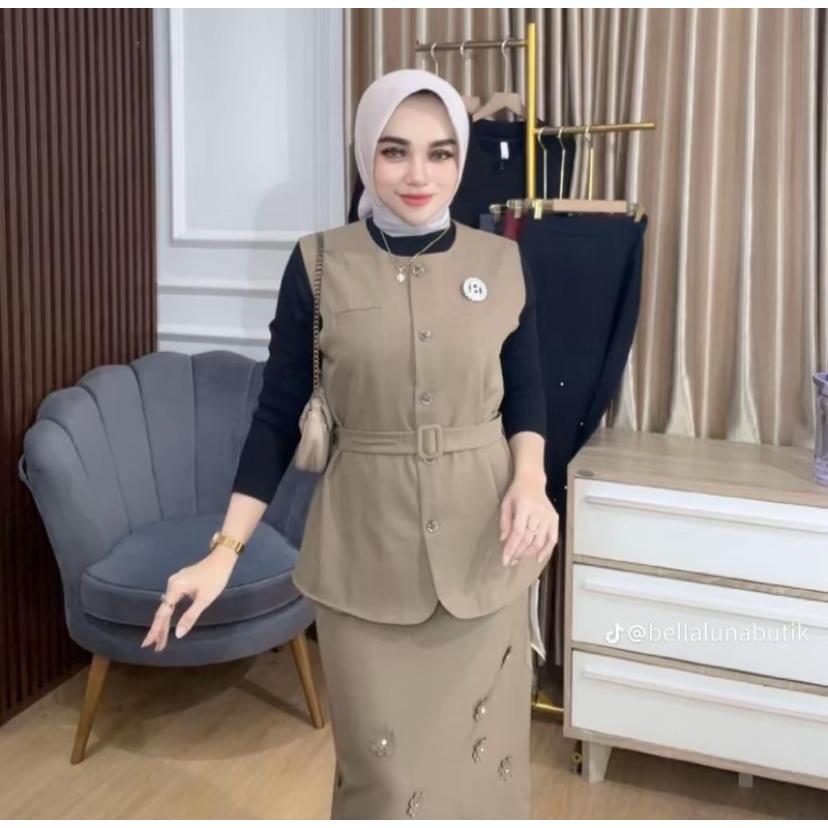 BellalunaButik - Aleeta 3set Inner Atasan Dan Rok