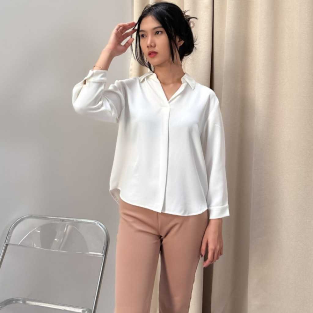 Outfit Atasan Blouse Formal Gaya Korean Lengan Panjang Oleh Ortega