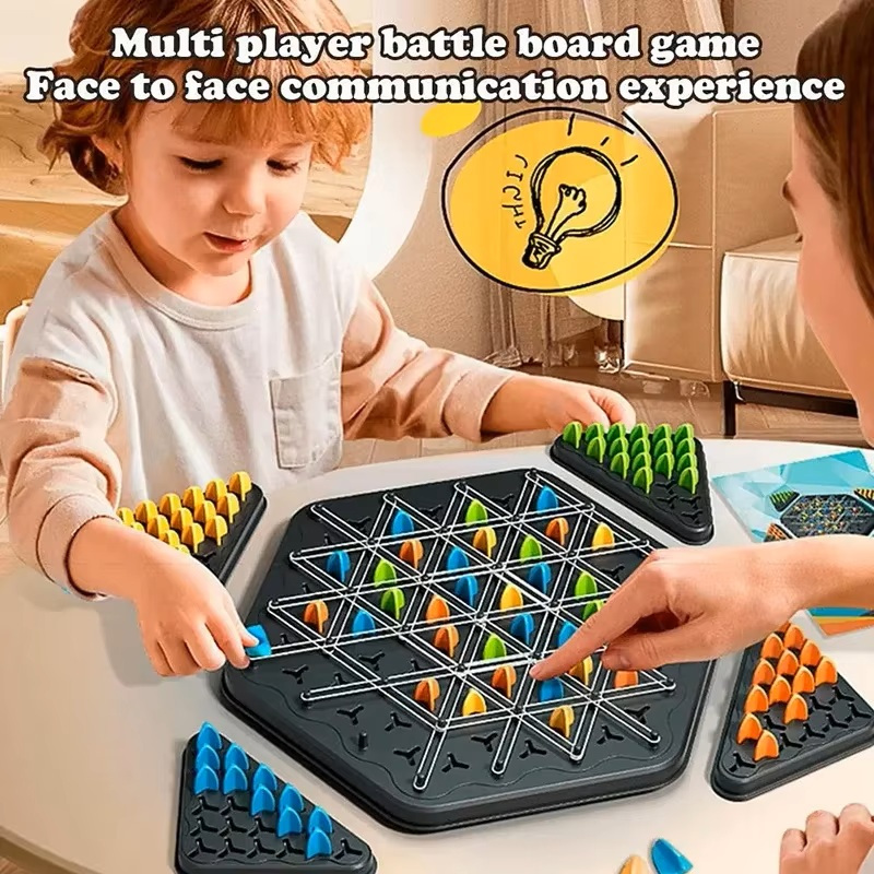 Mainan Anak Chain Triagle Multiplayer Puzzle Board Game Puzzle Segitiga Catur Rantai Geometris