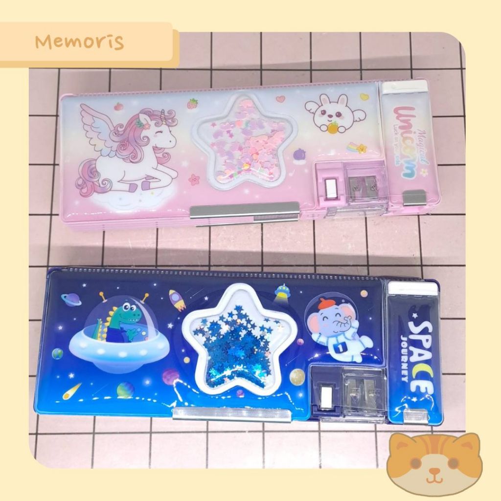 

Kotak Pensil Case Magnet 3D Glitter Anak Fancy Space Unicorn Aesthetic Aesthetic