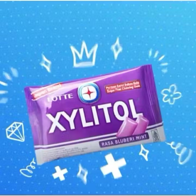 

Xylitol Blister Permen Karet Bebas Gula Rasa Bluberi Mint | 1 Strips isi 6 Butir | Lotte