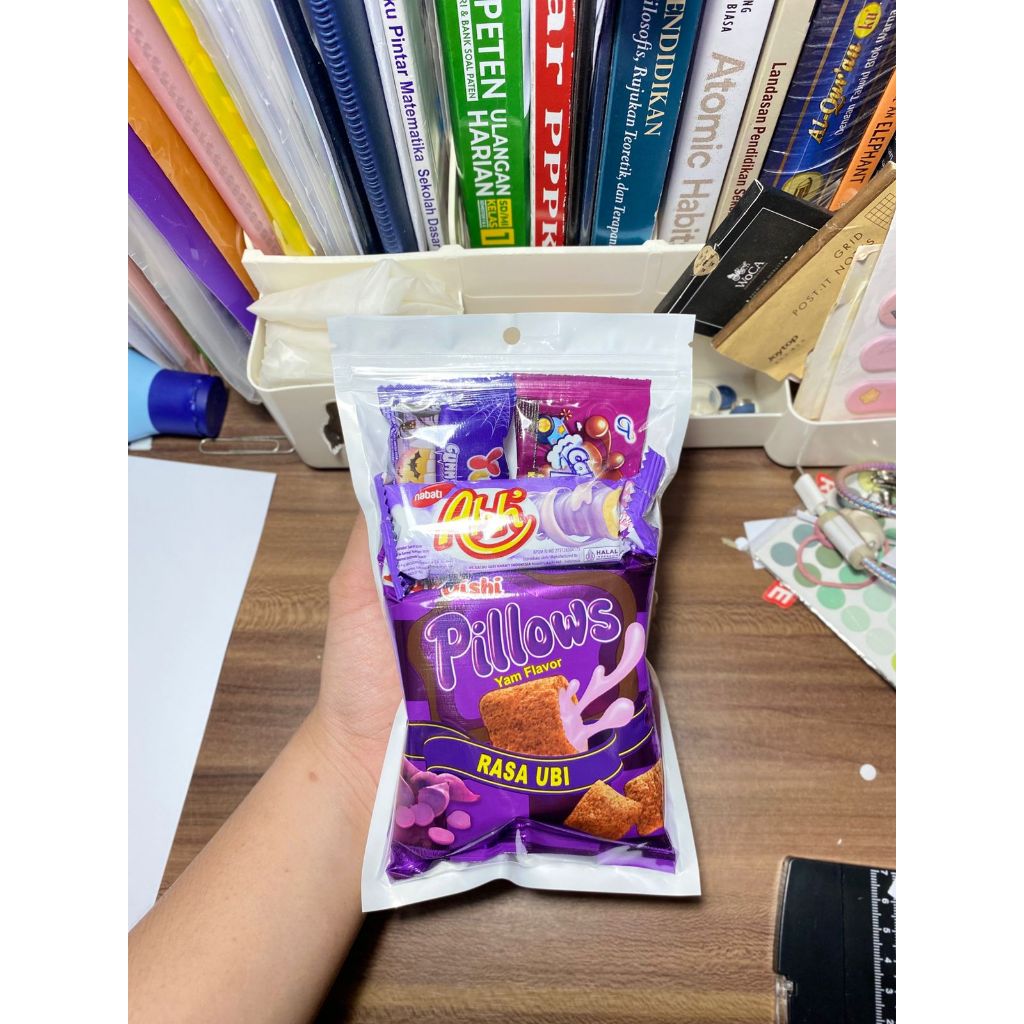 

[UPSIZE] Mini Gift Snack Ungu untuk Afeksi Kuesioner, Ulang Tahun/Sempro Sidang/Paket Jajan Kecil