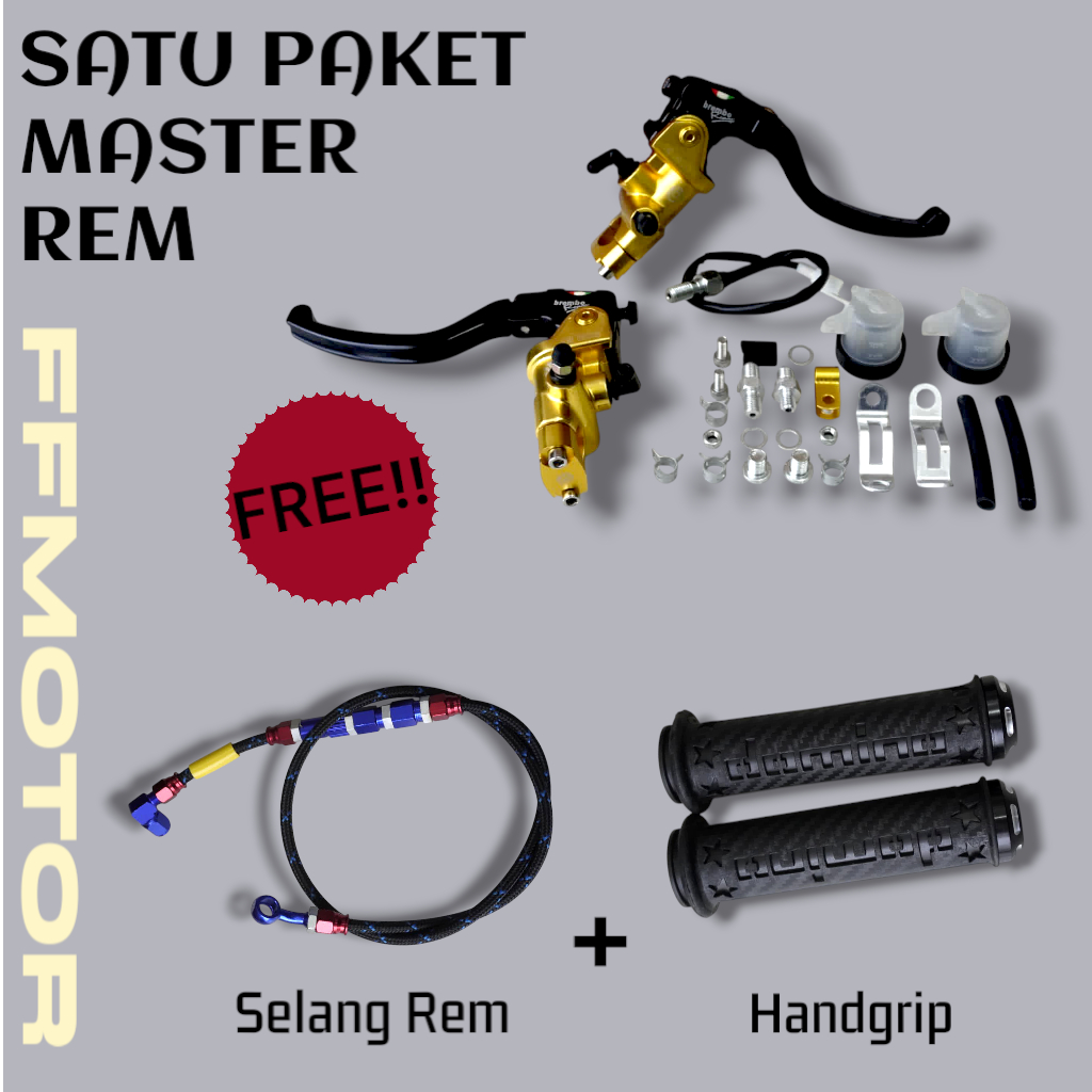 PROMO  Paket Master Rem + Selang Rem PSI + Handgrip Jalu Bintang  Master Rem 2 Tabung Nmax Nmax Pcx 