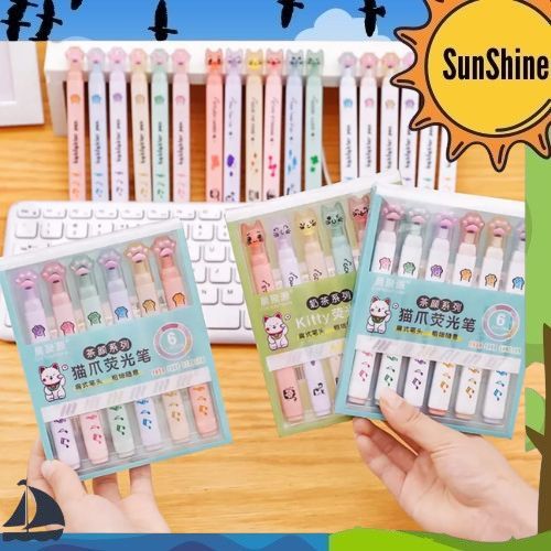 

6 Pcs Higlighter Marker Motif Karakter PAW / Higlighter Motif Telapak Kucing S0275