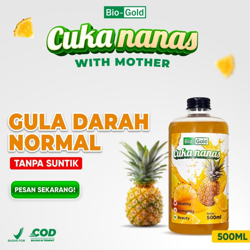 

Cuka Nanas Bio Gold Healthy & Immunity Menambah Imun Tubuh Menjadi Fres & Kontrol Gula Darah