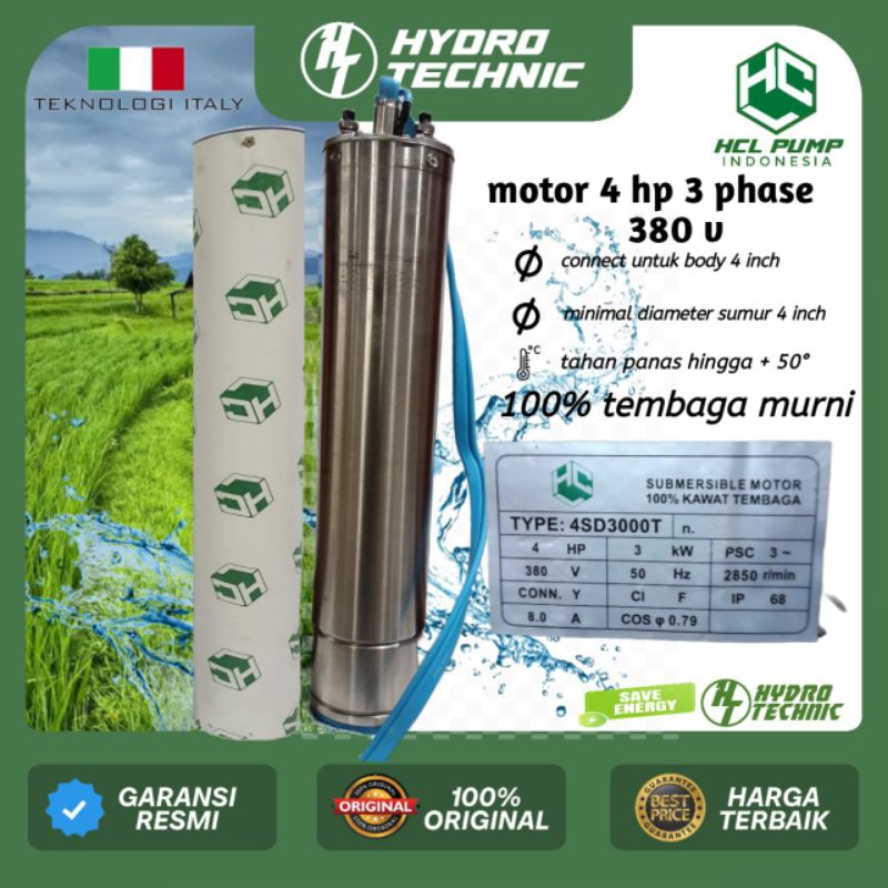 mesin/motor submersible hcl pump 4 hp body 4 inch 3 phase