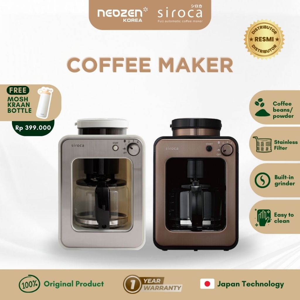 Siroca Fully Automatic Coffee Maker 3 in 1 - Mesin Kopi Otomatis Penggiling Biji Kopi - Menyeduh - M