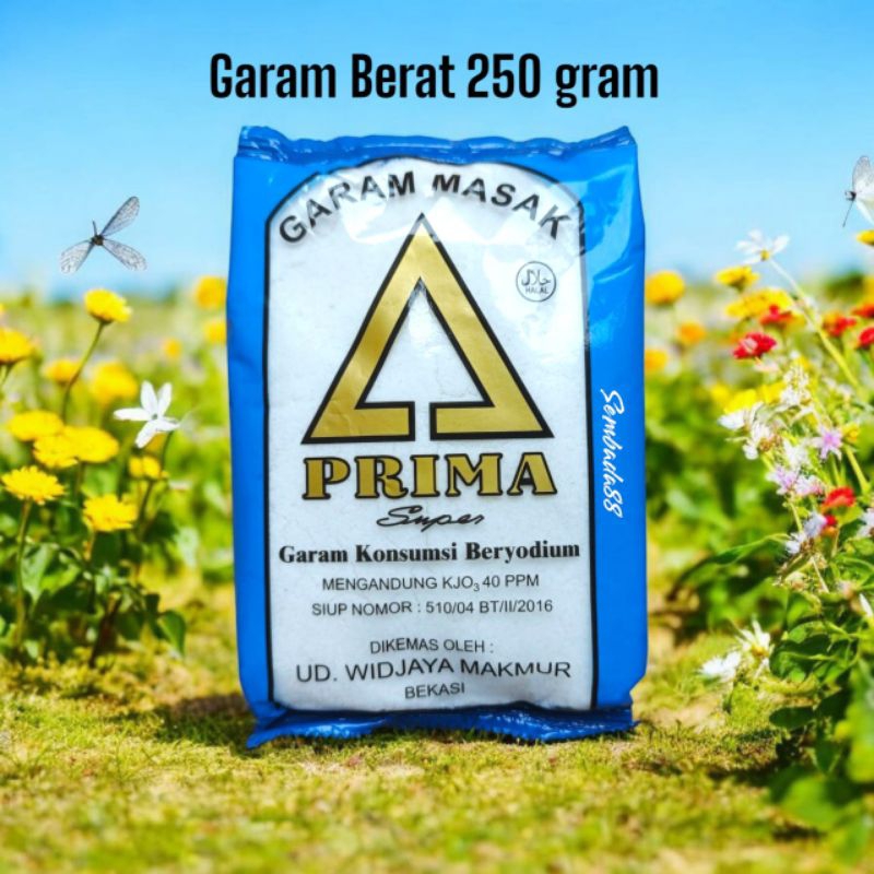 

GARAM PRIMA SUPER KEMASAN 250 GRAM / GARAM BERYODIUM / GARAM MASAK / BUMBU DAPUR / GAREM
