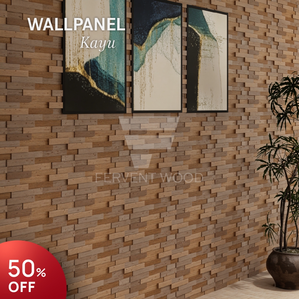 FERVENT WOOD Hiasan Dinding Dekorasi Wall Panel Kayu Jati