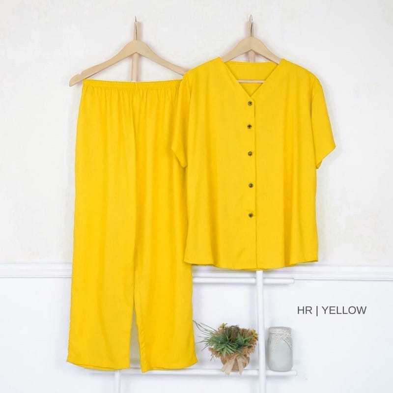 setelan piyama wanita lengan pendek celana panjang katun rayon