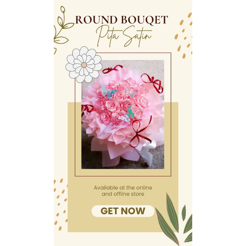 

Round Bouqet Pita satin cocok buat hadiah hari spesial/ wajib ntuk membaca deskripsi dahulu