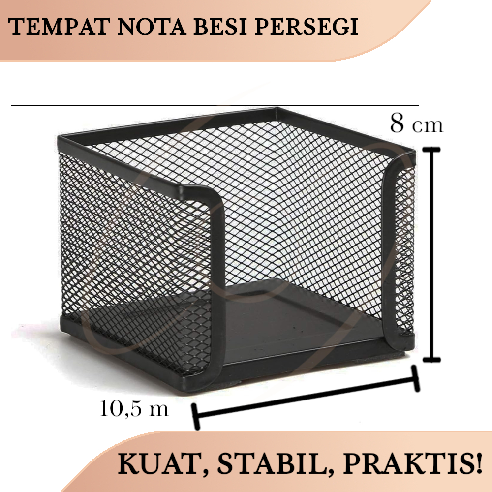 

Tempat Nota Catatan Post-Its Jaring Pesi Persegi / Iron Mesh Square Note Memo Box