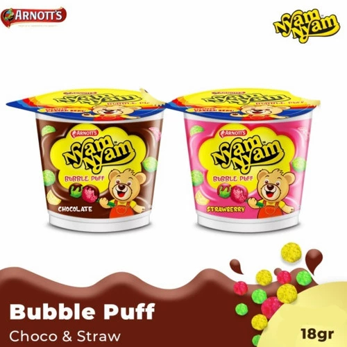 

NYAM NYAM BUBBLE PUFF CHOCOLATE/STRAWBERRY 18gr (HARGA PER PACK)