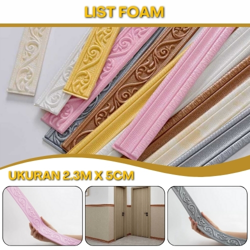 List Pinggiran Wallpaper Dinding Lis Profil Border Foam Moulding Ukir Putih Lebar 5cm Dapat Dilipat