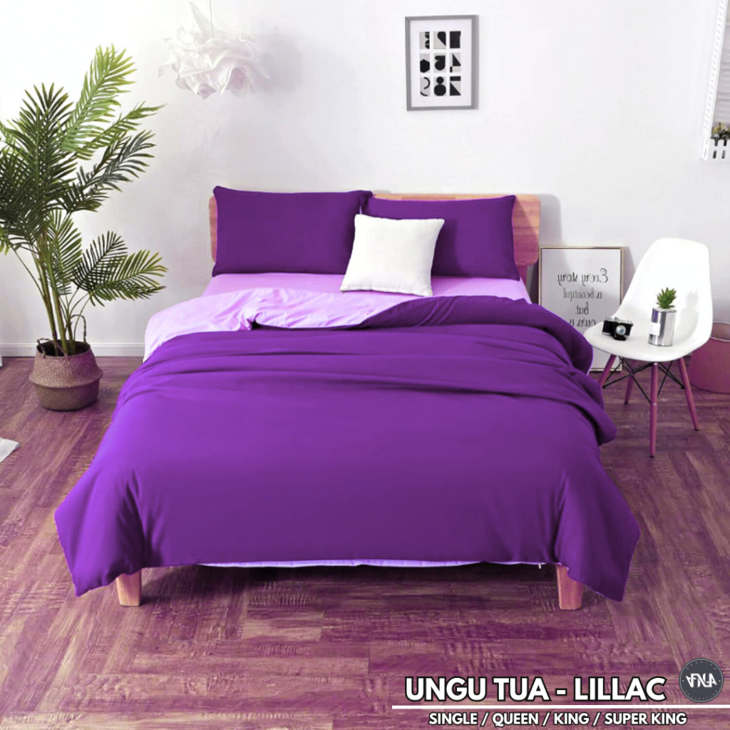 BEDCOVER SPREI SET TWO TONE UNGU TERONG MIX UNGU LILAC AESTHETIC UK 90 120 160 X200 180 X200 200 X20