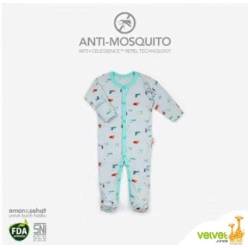 Jumpsuit Velvet junior Anti mosquito / baju terusan bayi Velvet junior / jumpsuite / sleepsuite Velv