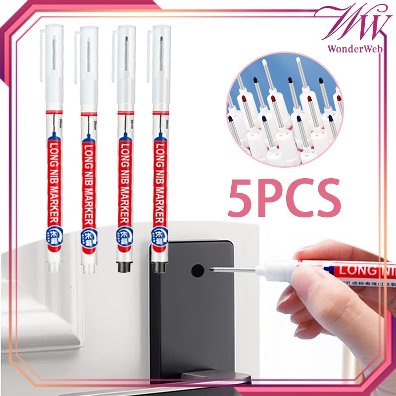 

5pcs/Set Spidol Tukang Kayu Spidol Warna Hitam Putih Spidol Besi Spidol Marker Spidol Warna Warni Marker Long Head