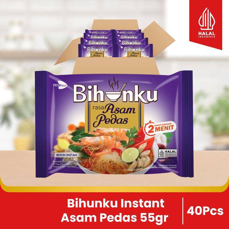 

Bihunku Instan - Asam Pedas - 1 karton - 40 Pcs -55gr