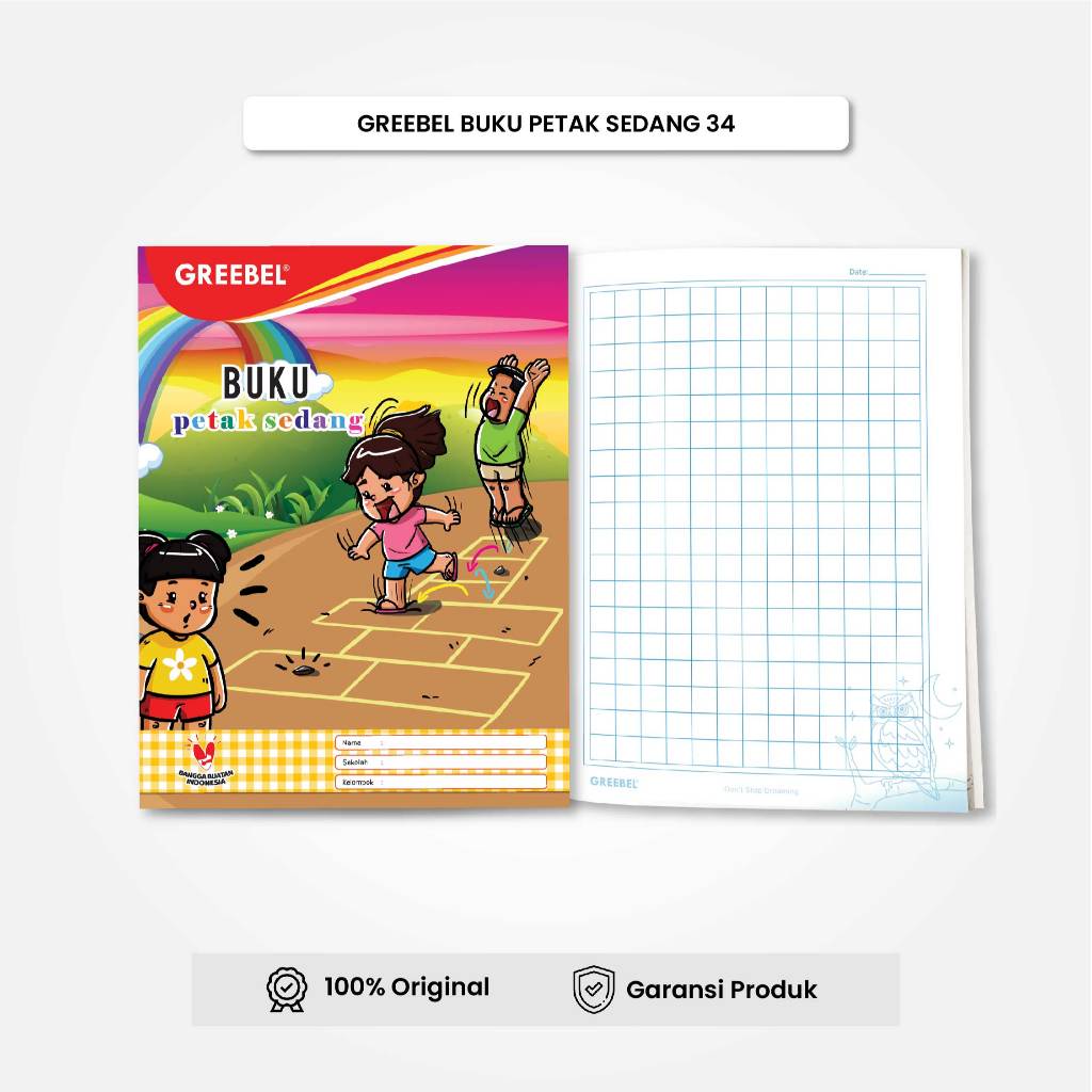 

GREEBEL Buku Petak Sedang l A5 34 Lembar / Buku Kotak Kotak / Buku Anak Sekolah /