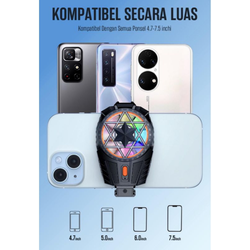 Kipas HP / pendingin HP dengan baterai / Mobile Phone Cooling Fun with baterai (Black)