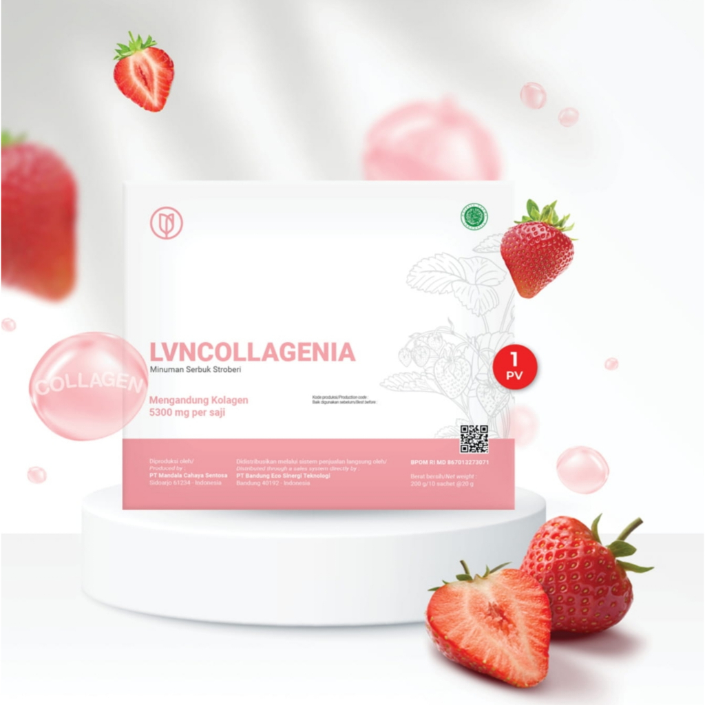 New LVNCOLLAGENIA Minuman Serbuk Rasa Stroberi 100% Original