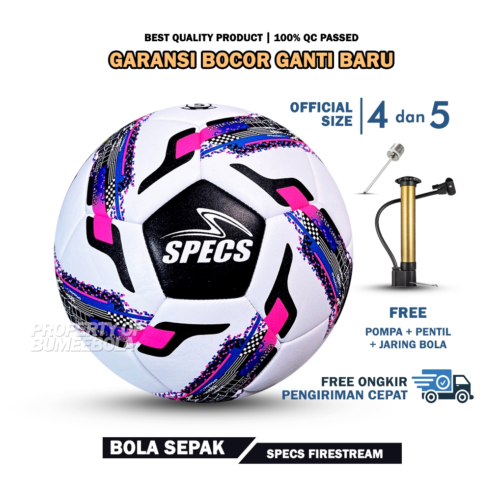 SPECS - Bola Sepak Size 4 Size 5 Jahit Mesin Bahan Premium | Bola Kaki | Gratis Pompa Pentil