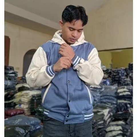 DISKON JAKET BASEBALL VARSITY POLOS PAKAI HOODIE / JAKET VARSITY POLOS TERBARU 2024/ JAKET BASEBALL