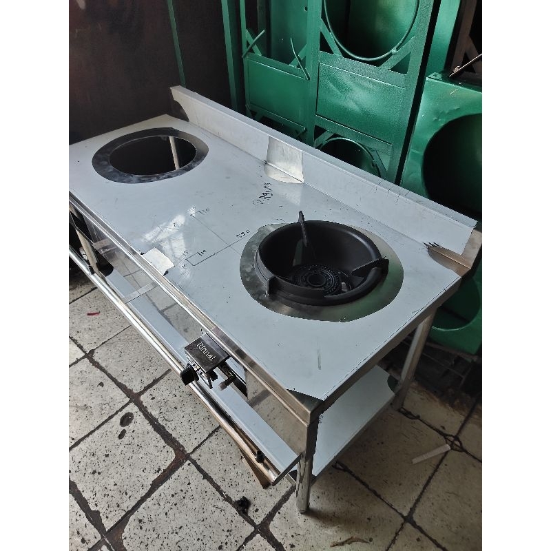meja kompor high pressure Rinnai HP 300 2 tungku Rangka kompor stanlis