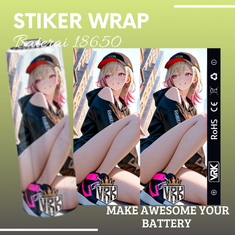 stiker skin wrap baterai 18650 Vrk v6 series bisa hologram