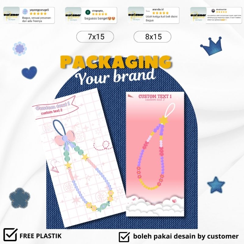 

ALAS KERTAS STRAP HP / PHONE - GELANG KALUNG AKSESORIS - ALAS PACKAGING CUSTOM TEXT / DESAIN SENDIRI