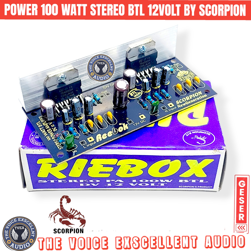 Power Amplifier 100Watt Stereo BTL DC 12Volt By Scorpion