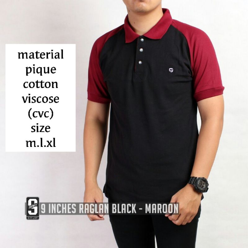 JnS - Baju Kaos Kerah Polo Shirt Kombinasi RAGLAN PREMIUM Original 9 Nine inches Wangki Pria Wanita