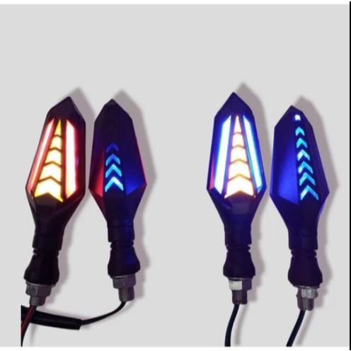 Promo 4 lampu sein variasi led running 2 sisi sen panah sein vixion,klx,crf,cbr150,vario,mx king