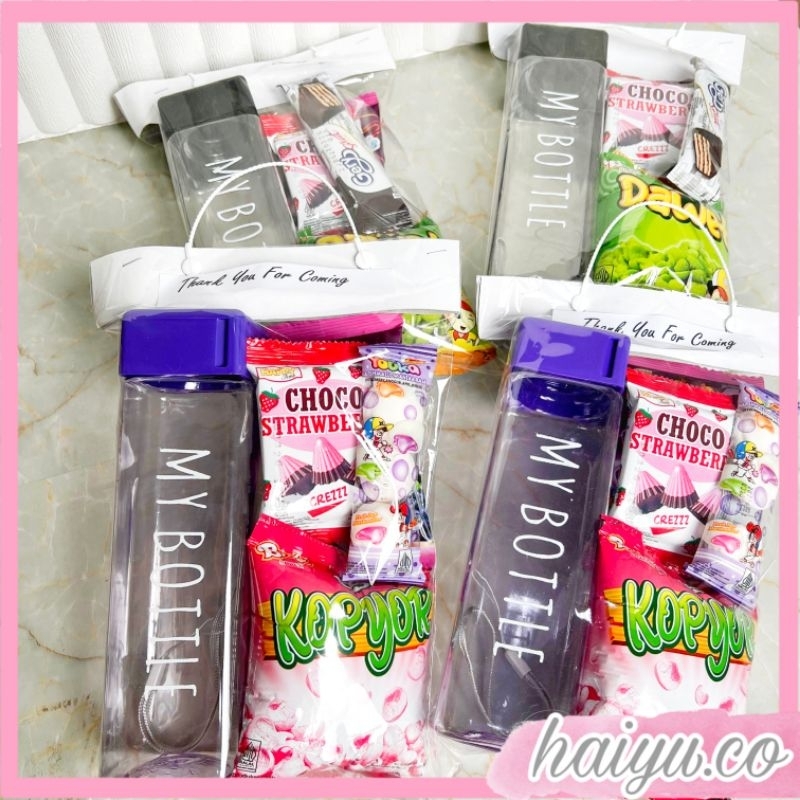 

[BISA PILIH WARNA BOTOL] Gift Snack Bag Set Botol + 4 Snack Paket Hampers Murah Hadiah Ulang Tahun Souvenir Freebie Wisuda by Haiyu
