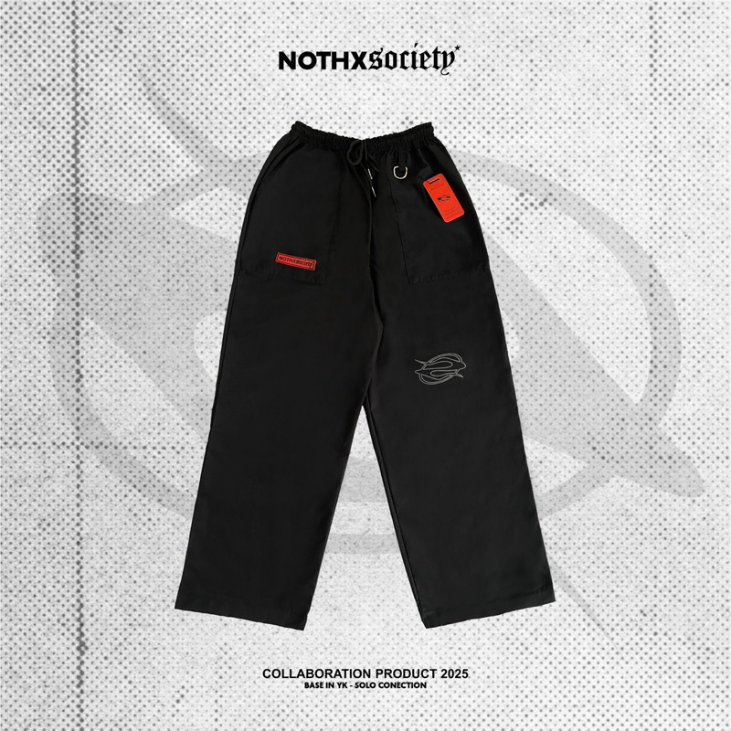 BAGGYPANTS NOTHXSOCIETY COLLABORATION BLACK Longpants Ripstop parasut