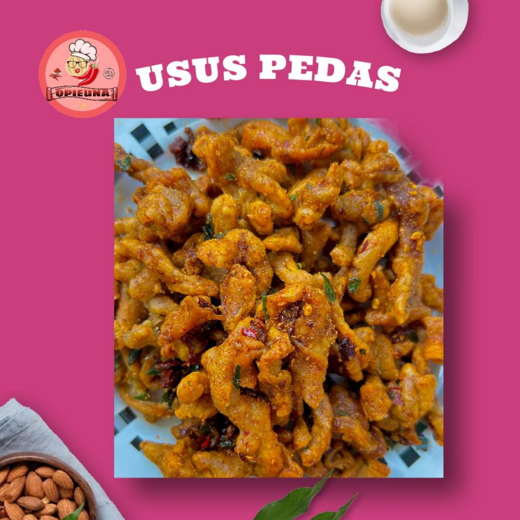 

Keripik Usus Ayam Pedas Crispy Pedas Daun Jeruk Cikruh 500gram/250gram - Cemilan Pedas opieuna