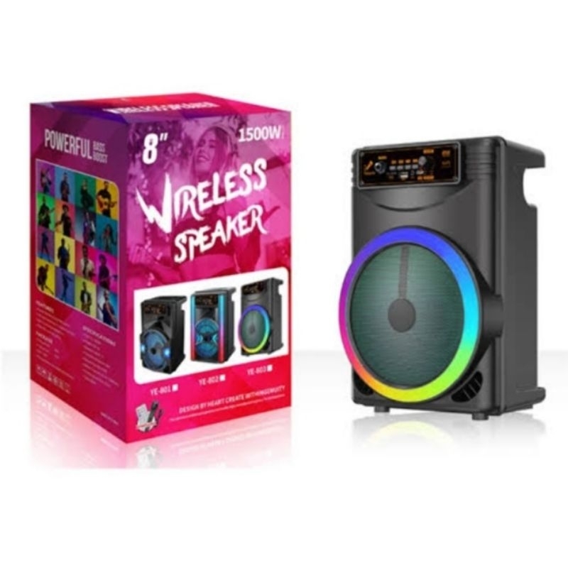 BATAM - WIRELESS SPEAKER 1500W PMPO YE 801 803 portable speaker bluetooth with mic 8 inch