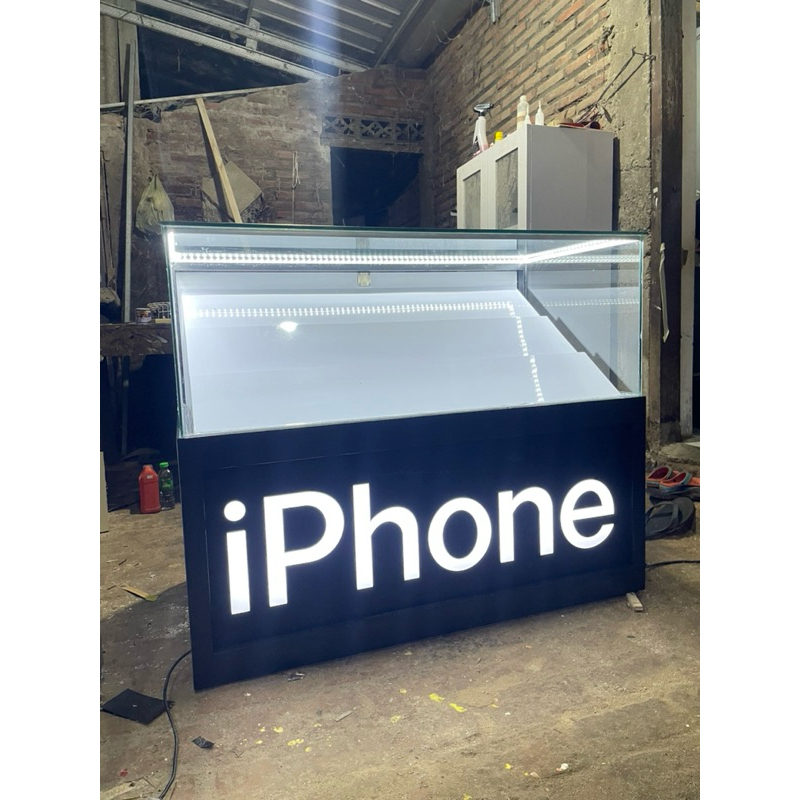 Etalase Display HP iPhone LED – Ukuran 110x60x90 cm | Finishing HPL Elegan