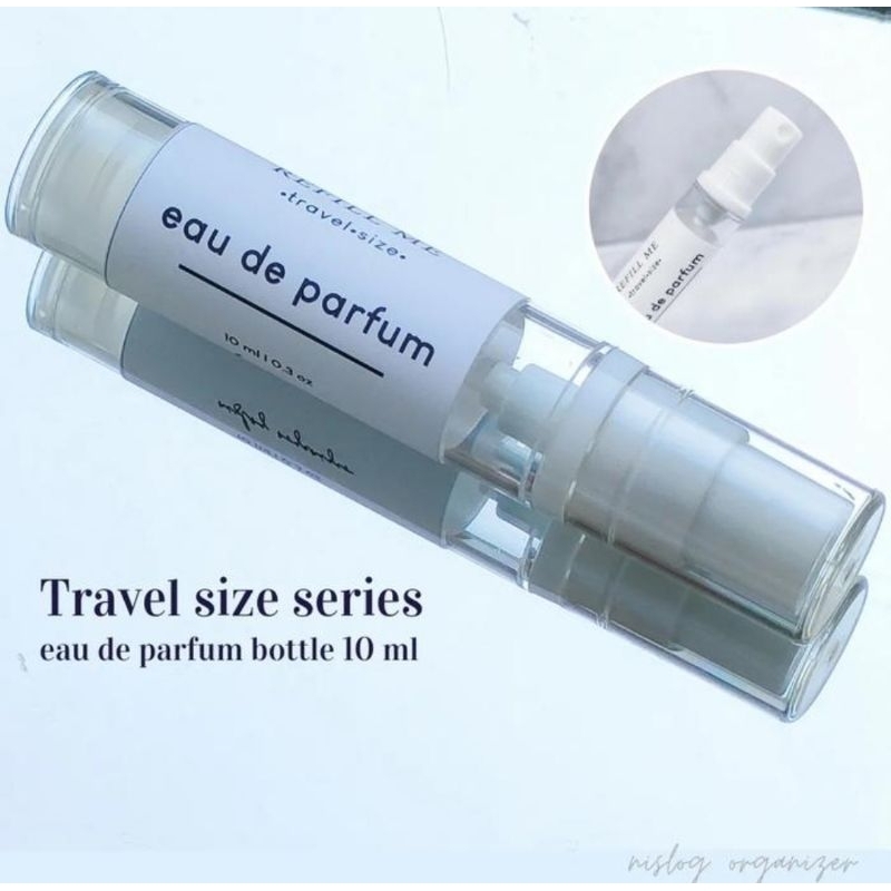 Botol parfum REFILL ME travel size series by nislog organizer aesthetic toiletries pinterest